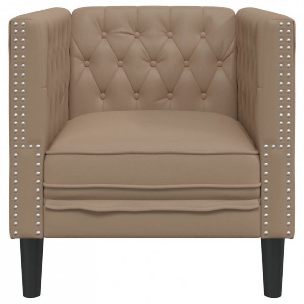 Fotel Chesterfield, cappuccino, tapicerowany sztuczną skórą