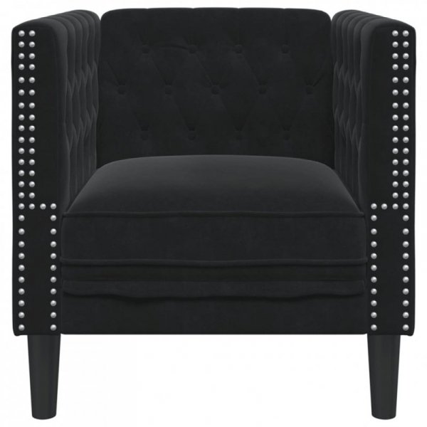 Fotel Chesterfield, czarny, tapicerowany aksamitem