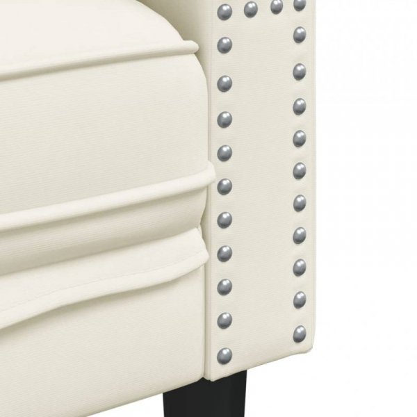 Fotel Chesterfield, kremowy, tapicerowany aksamitem