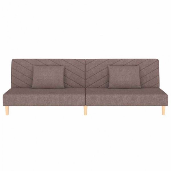 2-osobowa kanapa, 2 poduszki, kolor taupe, tapicerowana tkaniną