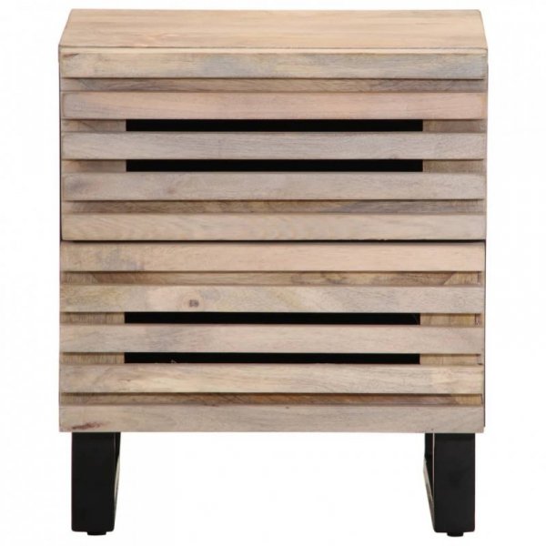 Szafki nocne, 2 szt., 40x34x46 cm, bielone drewno mango