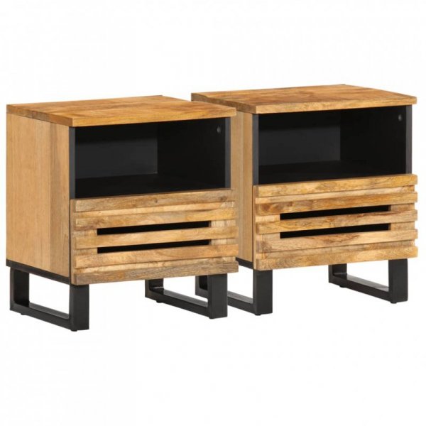 Szafki nocne, 2 szt., 40x34x46 cm, lite surowe drewno mango