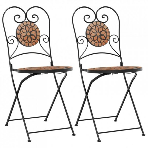 Składane krzesła bistro, 2 szt,. terakota, ceramiczne