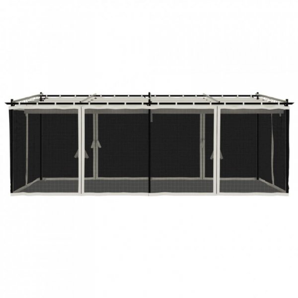 Altanka ze ścianami z siatki, kremowa, 6x3 m, stal