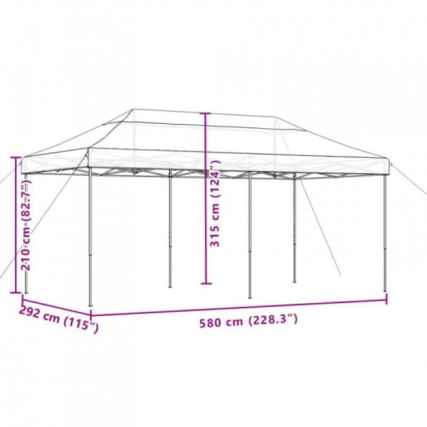 Składany namiot imprezowy pop-up, burgundowy, 580x292x315 cm