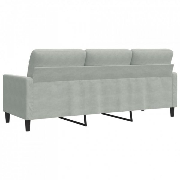 Sofa 3-osobowa, jasnoszara, 180 cm, tapicerowana aksamitem