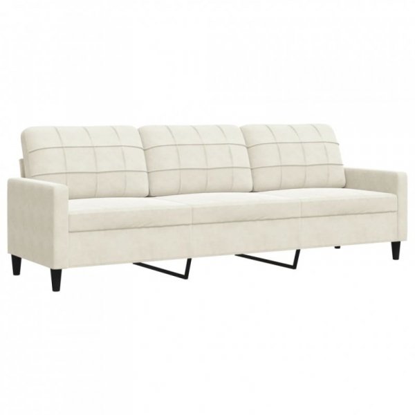 3-osobowa sofa, kremowa, 210 cm, tapicerowana aksamitem