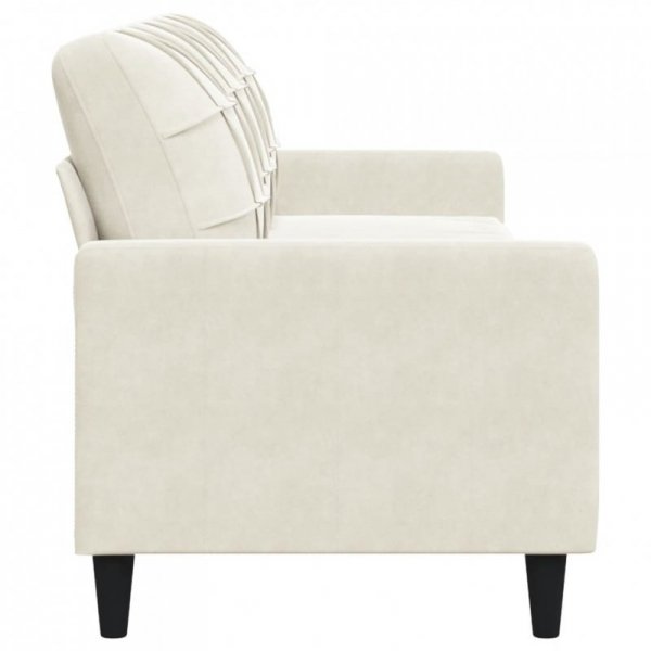 3-osobowa sofa, kremowa, 210 cm, tapicerowana aksamitem