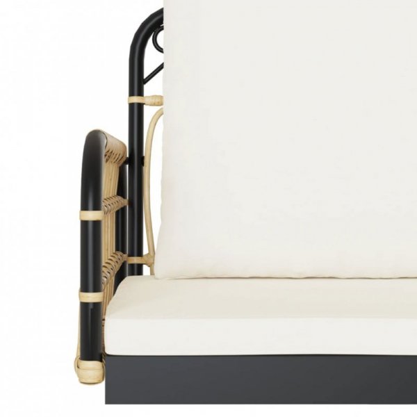 Ławka bujana z poduszkami, 105x58x38 cm, polirattan i stal