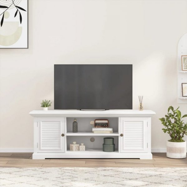 Szafka pod TV, biała, 110x30x41 cm, materiał drewnopochodny