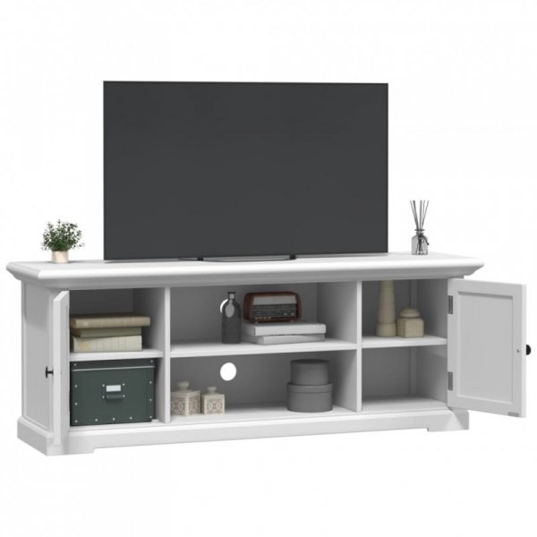 Szafka pod TV, biała, 110x30x41 cm, materiał drewnopochodny