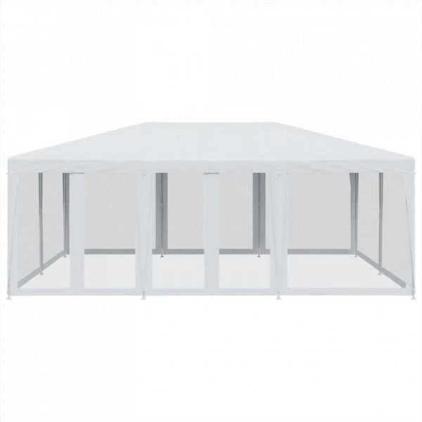 Namiot imprezowy z 10 ścianami z siatki, biały, 6x4 m, HDPE