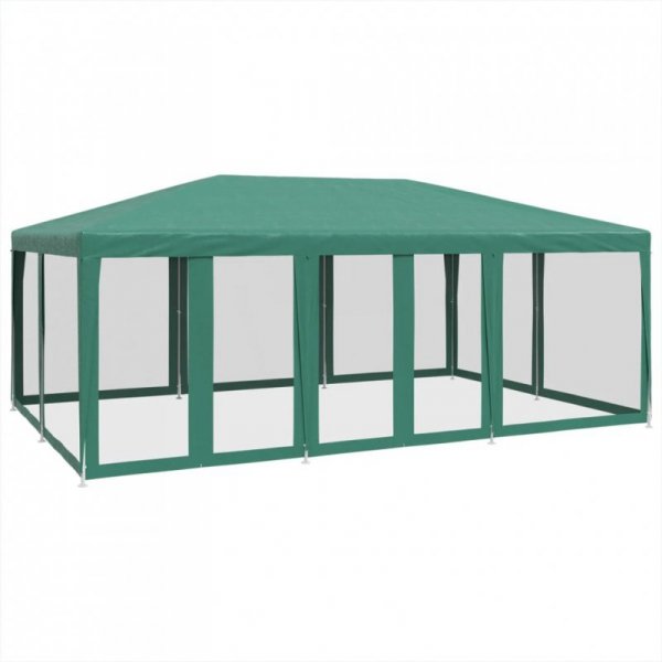 Namiot imprezowy z 10 ścianami z siatki, zielony, 6x4 m, HDPE