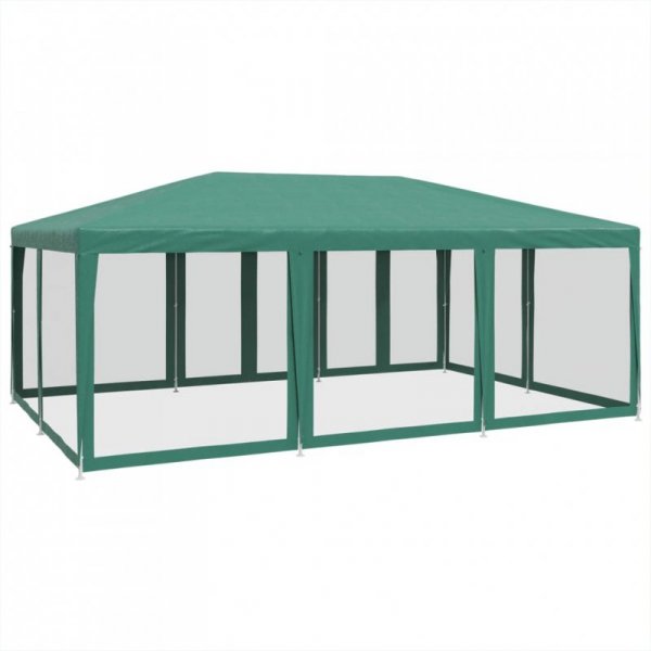 Namiot imprezowy z 10 ścianami z siatki, zielony, 6x4 m, HDPE