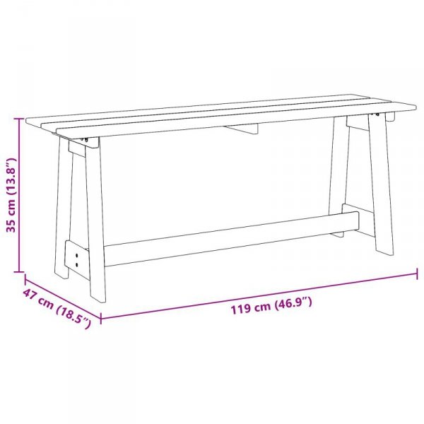 ławka ogrodowa  Akacja 119x35x47 cm Lite drewno sosnowe