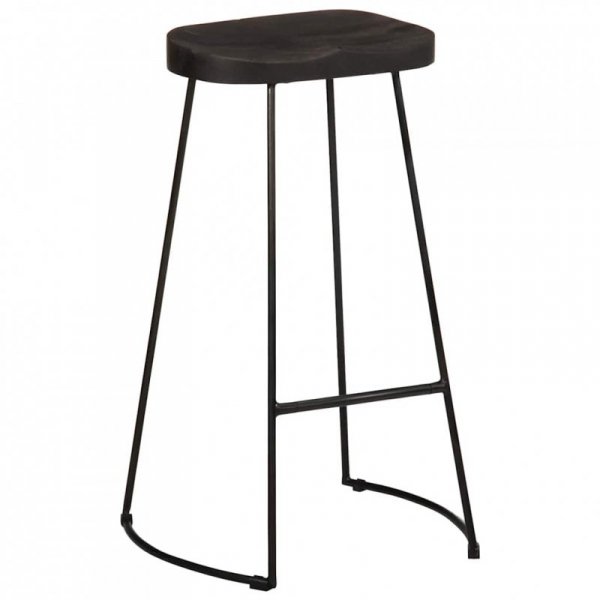 Hokery barowe 2 szt. Czarny 45x40x78 cm Drewno lite Mango