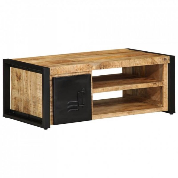 Stolik kawowy, 90x50x36 cm, surowe lite drewno mango