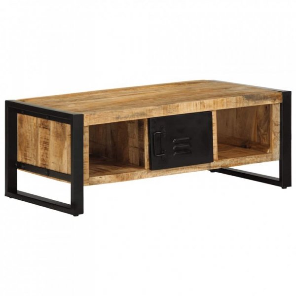Stolik kawowy, 90x50x36 cm, surowe lite drewno mango