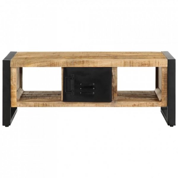 Stolik kawowy, 90x50x36 cm, surowe lite drewno mango