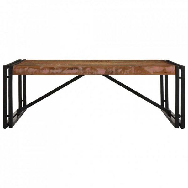 Stolik kawowy wielokolorowy 100x100x35 cm lite drewno odzyskane