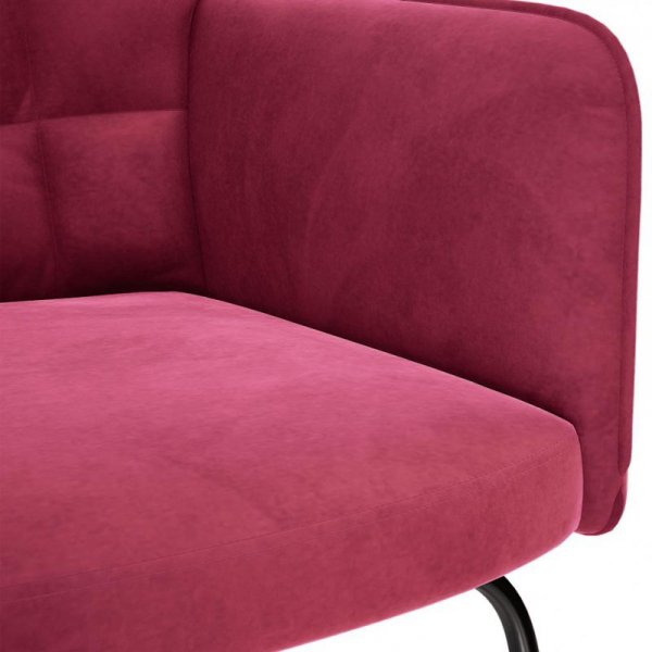 Fotel bujany, winna czerwień, tapicerowany aksamitem