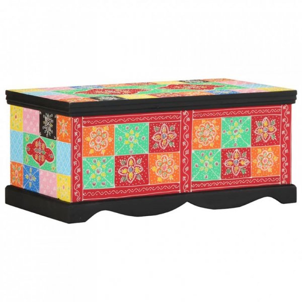 Stolik kawowy wielokolorowy 90x50x40 cm lite drewno mango