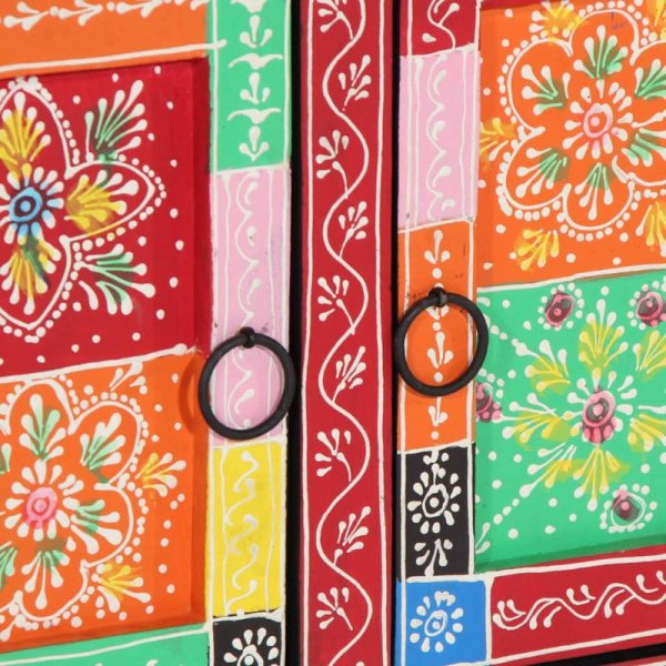 Stolik kawowy wielokolorowy 90x50x40 cm lite drewno mango