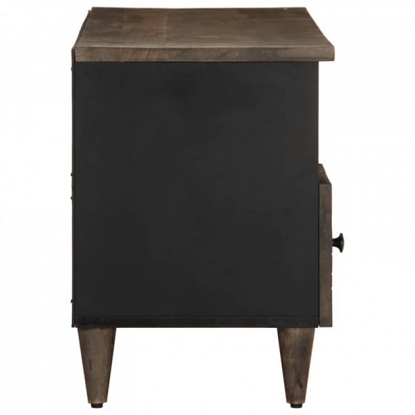 Szafka pod telewizor, czarna, 100x33x46 cm, lite drewno mango