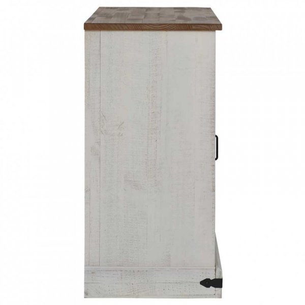Komoda HALDEN 2 Drzwi przesuwne Biały 112x40x80 cm Drewno lite
