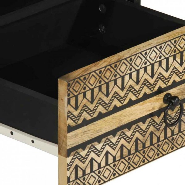 Stolik kawowy, czarny, 80x54x40 cm, lite surowe drewno mango