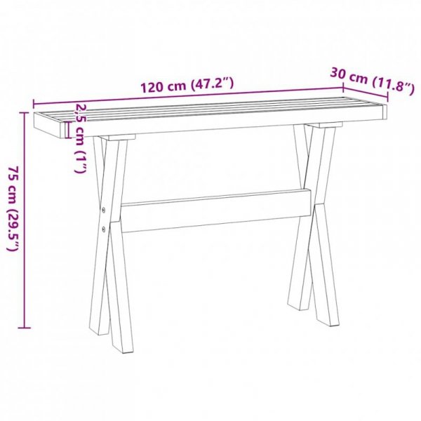 Stolik konsolowy, NOAIN, 120x30x75 cm, lite drewno sosnowe