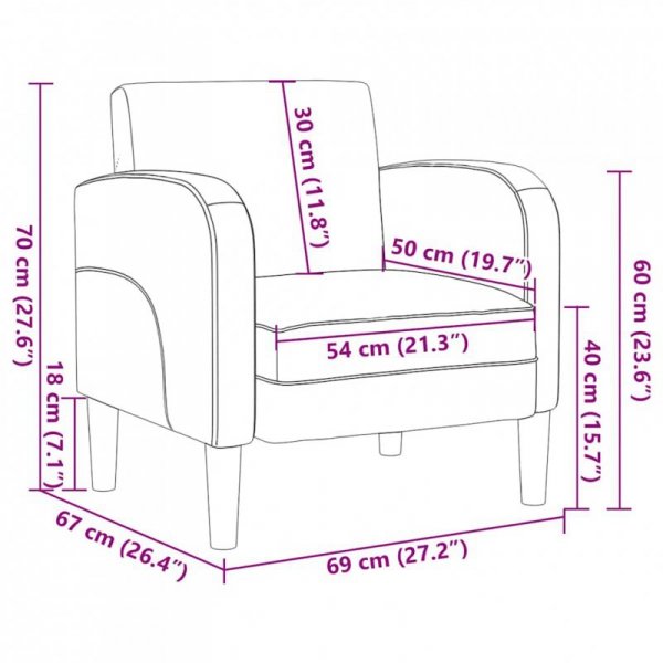 Sofa Fotel z Podłokietnikami Czarny 54 cm Skóra ekologiczna
