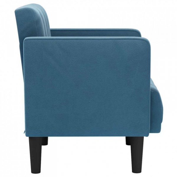 Sofa Fotel z Podłokietnikami Niebieski 53 cm Aksamit