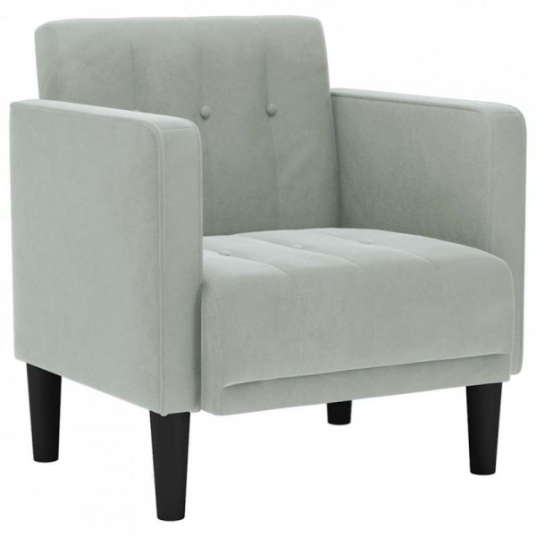 Sofa Fotel z Podłokietnikami Jasnoszary 53 cm Aksamit