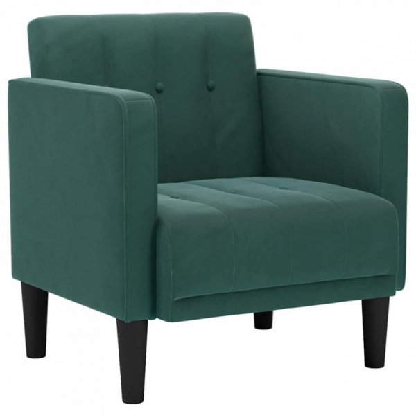 Sofa Fotel z Podłokietnikami Ciemnozielony 53 cm Aksamit