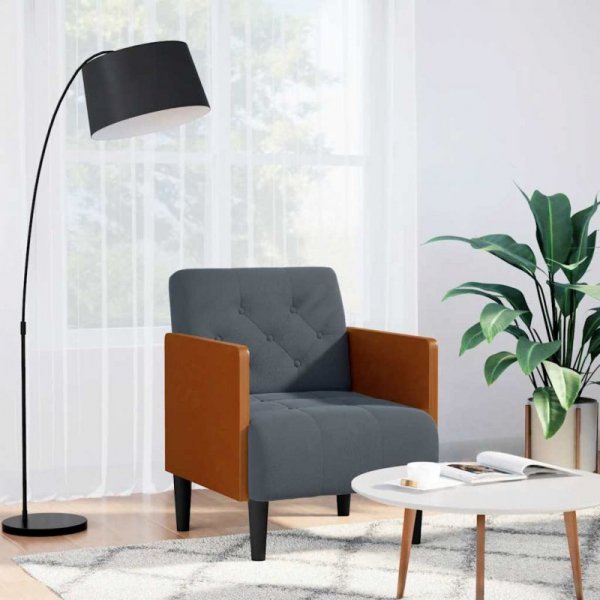 Sofa Fotel z Podłokietnikami Ciemnoszary 55 cm Aksamit