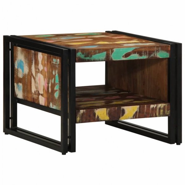 Stolik kawowy wielokolorowy 50x50x38 cm lite drewno odzyskane