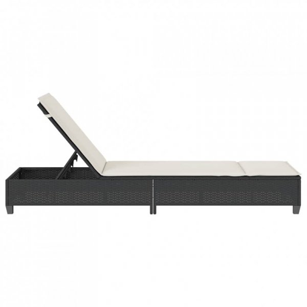Leżak z poduszkami Czarny 55x200x25,5cm Polirattan