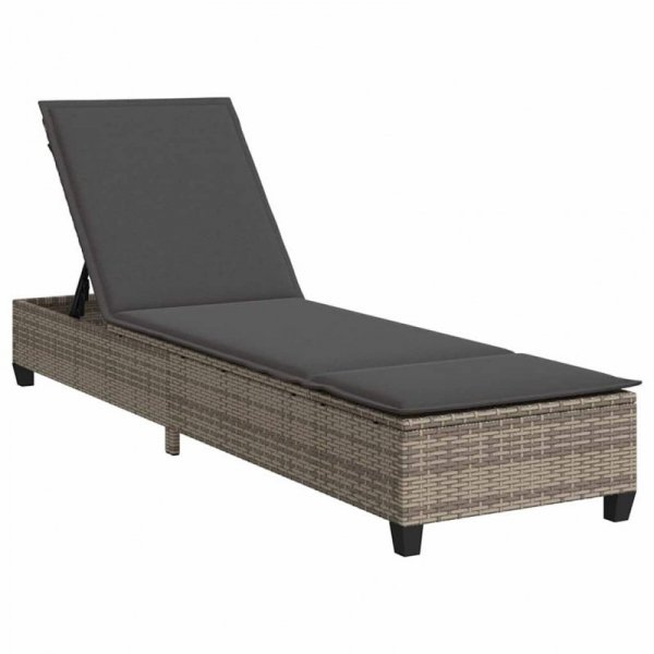 Leżak z poduszkami Szary 55x200x25,5cm Polirattan