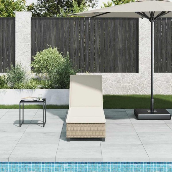 Leżak z poduszkami beżowy 55x200x25,5cm polirattan