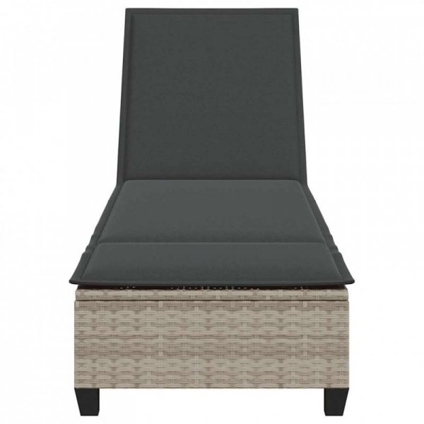 Leżak z poduszkami Jasnoszary 55x200x25,5cm Polirattan