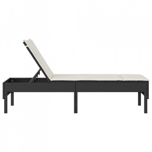 Leżak z poduszką Czarny 55x200x44cm polirattan
