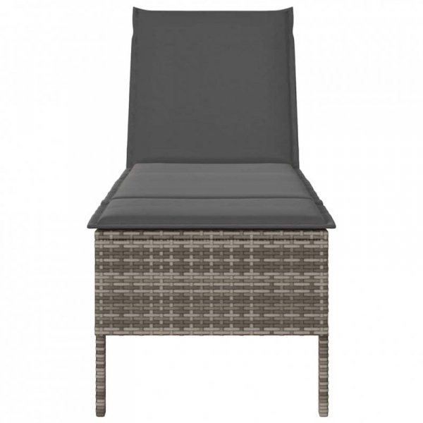 Leżak z poduszką Szary 55x200x44cm Polirattan