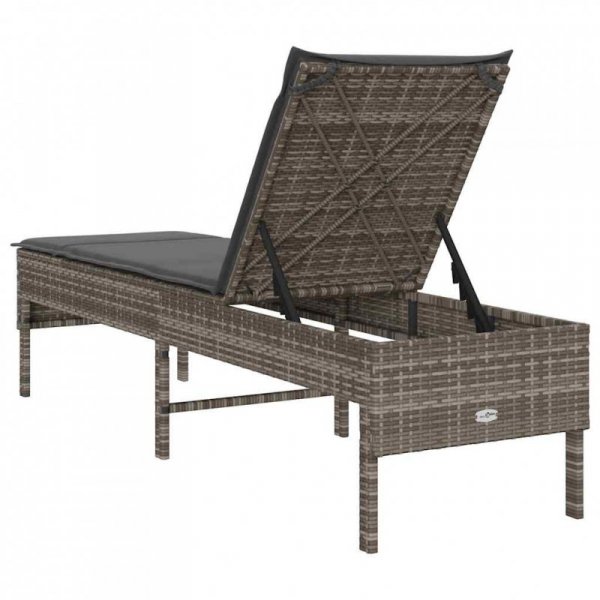 Leżak z poduszką Szary 55x200x44cm Polirattan
