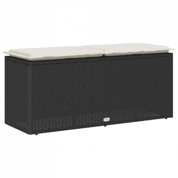 Ławka ogrodowa z poduszką Czarna 110x40x44 cm Polirattan