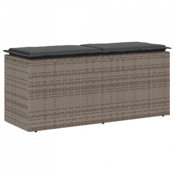 Ławka ogrodowa z poduszką Szara 110x40x44 cm Polirattan