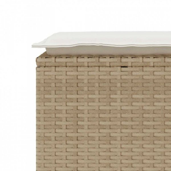 Ławka ogrodowa z poduszką beżowa 110x40x44 cm polirattan