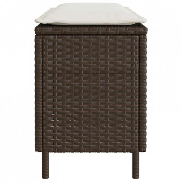 Ławka ogrodowa z poduszką Brązowa 110x30x40,5 cm Polirattan