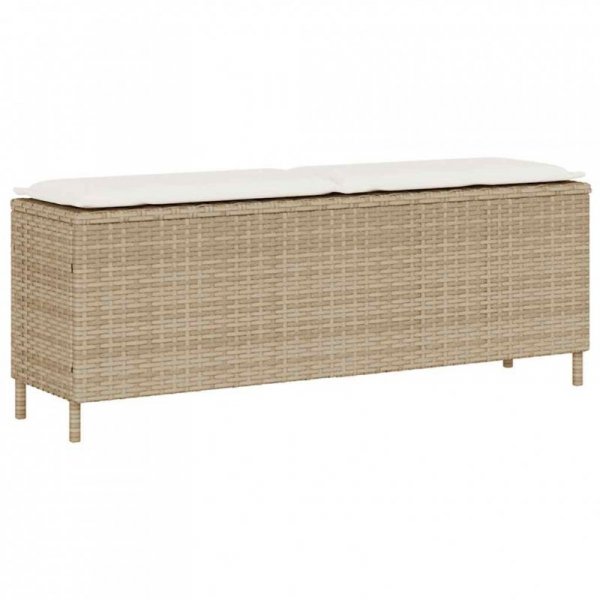 Ławka ogrodowa z poduszką beżowa 110x30x40,5 cm polirattan