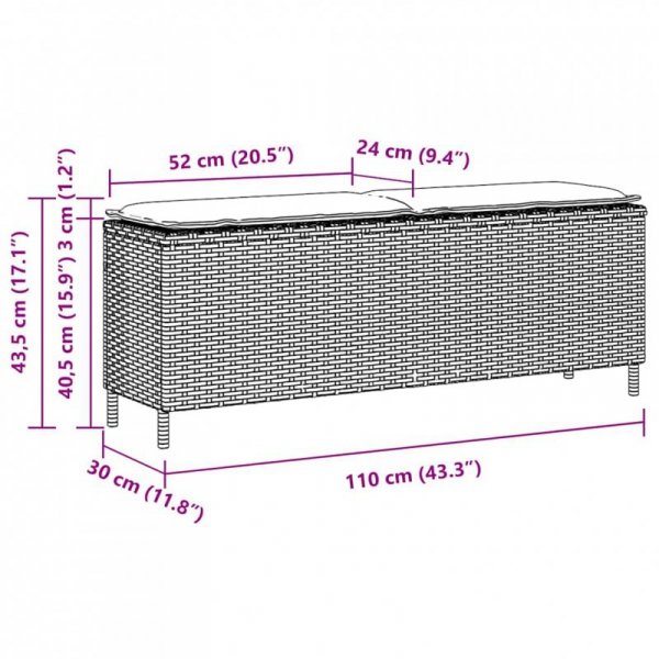 Ławka ogrodowa z poduszką beżowa 110x30x40,5 cm polirattan